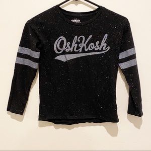 Osh Kosh Glitter Black Varsity Long Sleeve T-Shirt